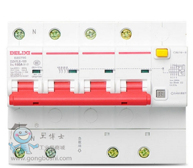 德力西原装正品 漏电断路器 DZ47LE-100A 4P