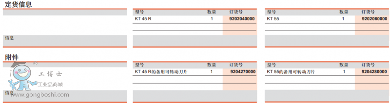 KT45R&55订货信息